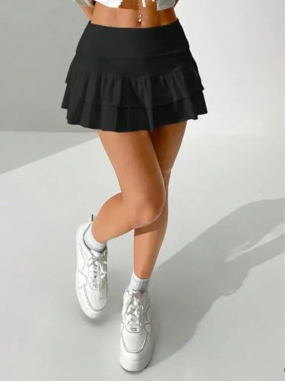 Ruffled Skort with Shorts Y2K Low Rise Flowy Mini Skirt Casual